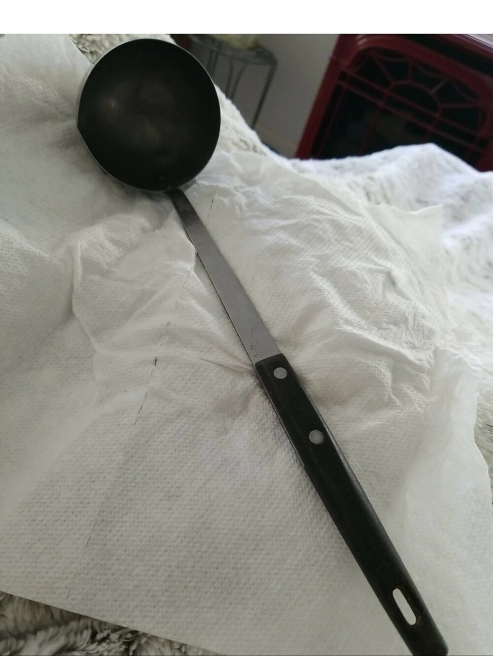 Vintage 1960-70s 'HOUSEHOLD' Brand 12-Inch Ladle Japan Stainless Steel Riveted